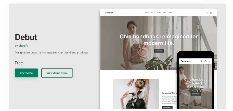 Website theme from Shopify