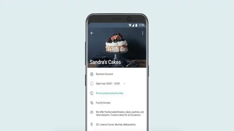 The image shows an WhatsApp Business account