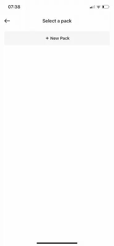 Sticker.ly print screen where it's written " Select a pack. New Pack."