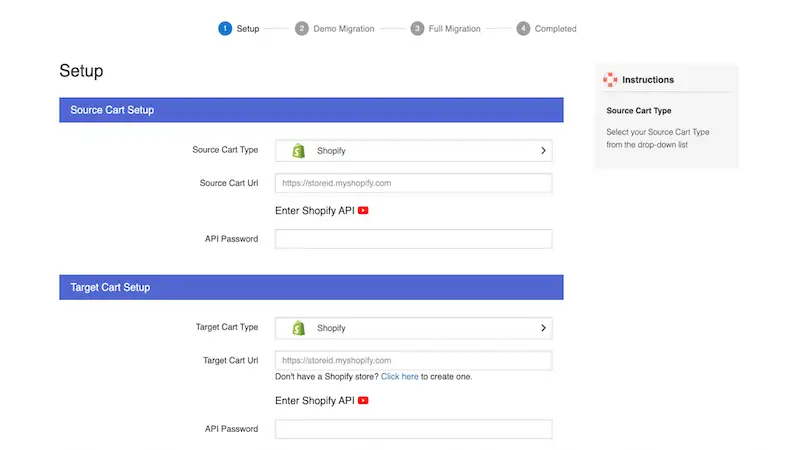 Shopify upgrade - enter store information Setup page