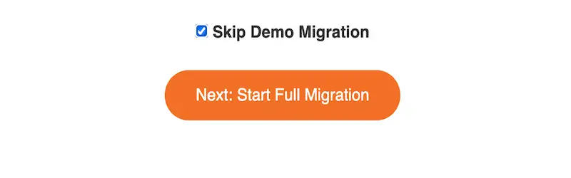Shopify upgrade - Skip demo migration Skip demo migration screen