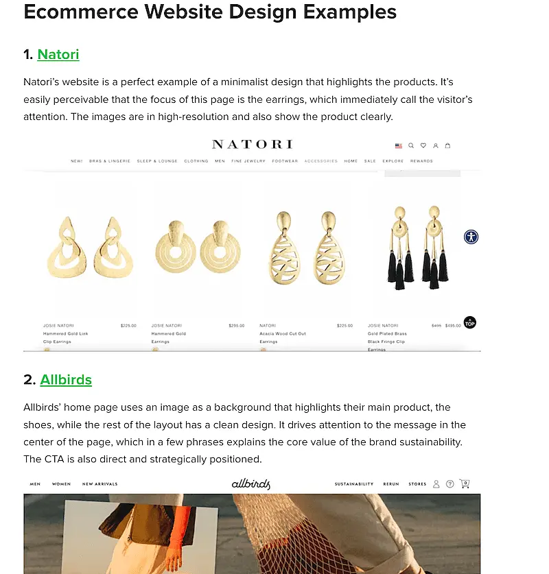 JivoChat blog post screenshot showing ecamples of subheadings.