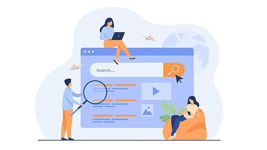 Ilustración de un motor de búsqueda