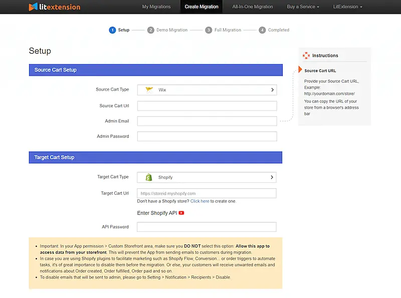 LitExtension setup page