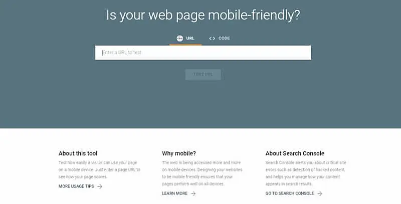 Mobile-Friendly Test's page