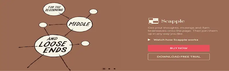 The image shows Scapple's home page