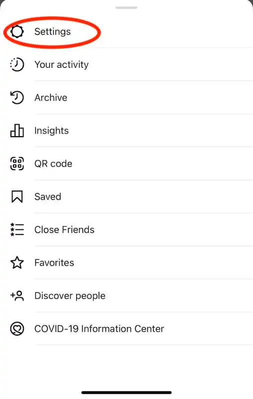 Instagram menu