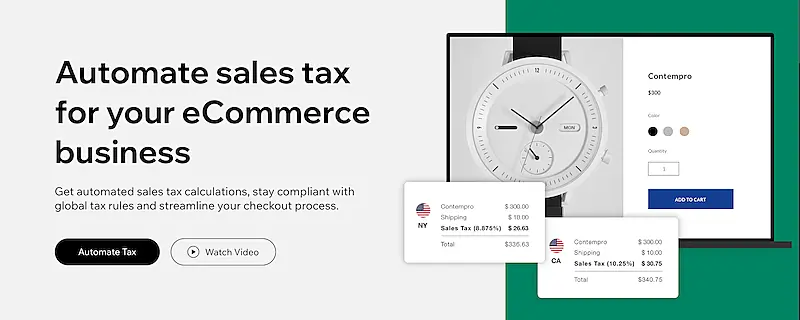 Wix automated taxes page