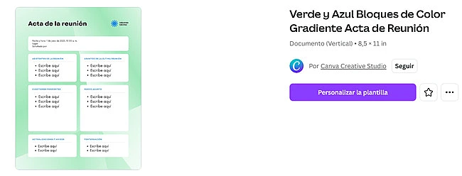 actas de reuniones canva