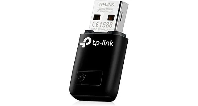 foto de um adaptador wi-fi para pc USB TP-Link na cor preta