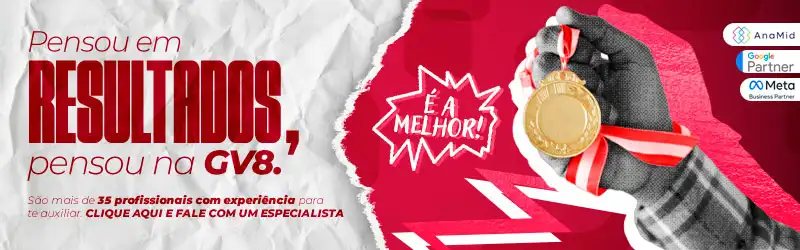 Banner com frase de divulgação da agência GV8