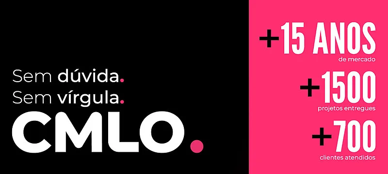 Banner da agência CMLO destacando suas conquistas como parceira da RD, Top 5 agências e Vencedor do Prêmio Brasil Design Award
