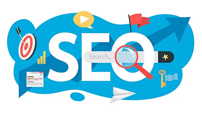 Ilustração de 3 pessoas otimizando uma pagina em um computador