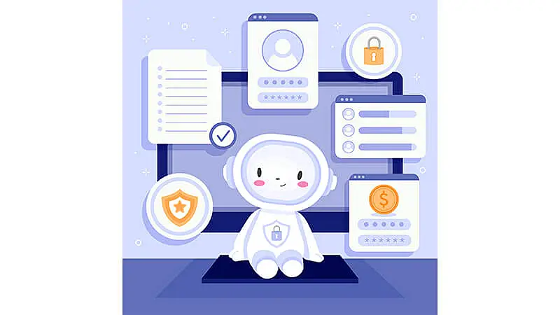 ilustração de um robo preocupado com as segurança dos dados de uma pessoa