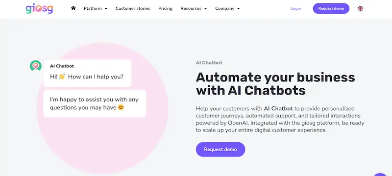 AI chatbots - Giosg Giosg AI chatbot page