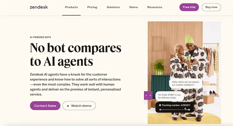 AI tools for message automation - Zendesk Zendesk website