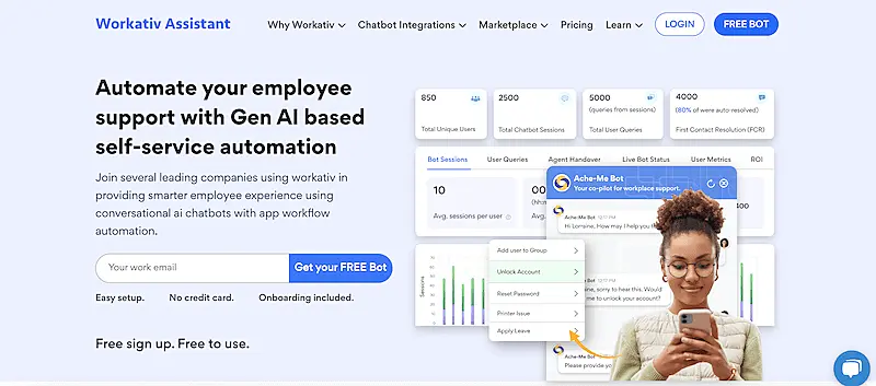 Workativ home page
