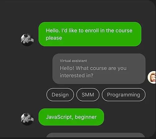 Example of chat conversation in JivoChat