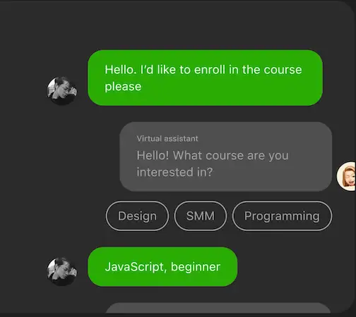 Example of chat conversation in JivoChat