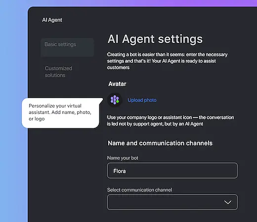 JivoChat AI Agente settings