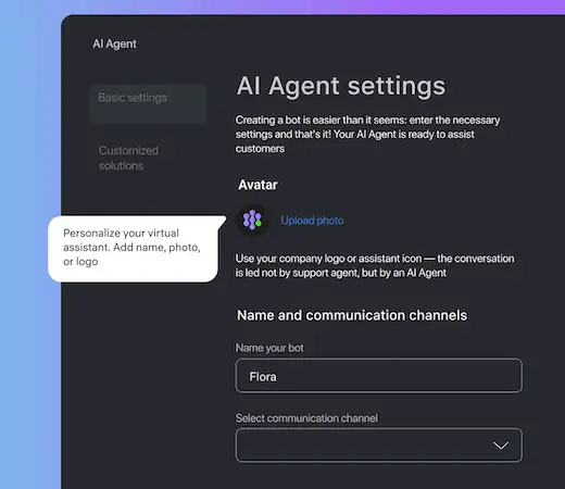 JivoChat AI Agente settings