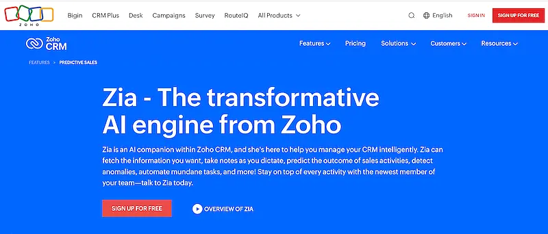Zoho website