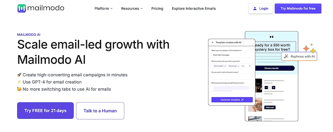 Mailmodo website