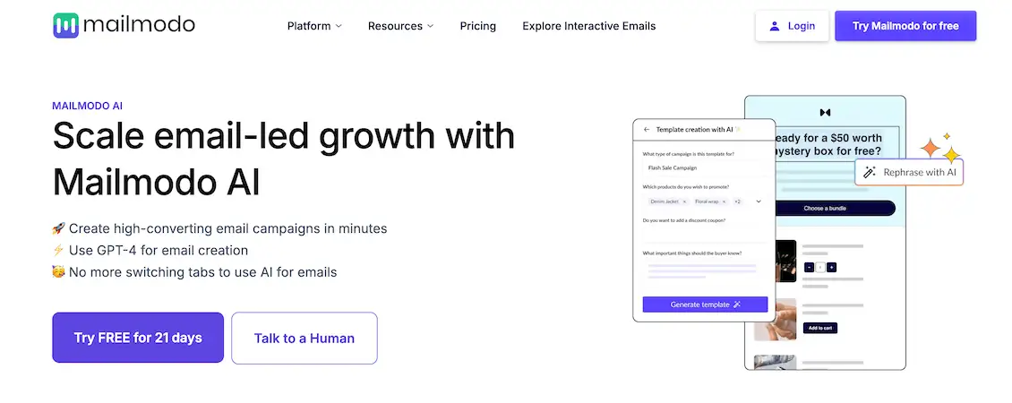 Mailmodo website