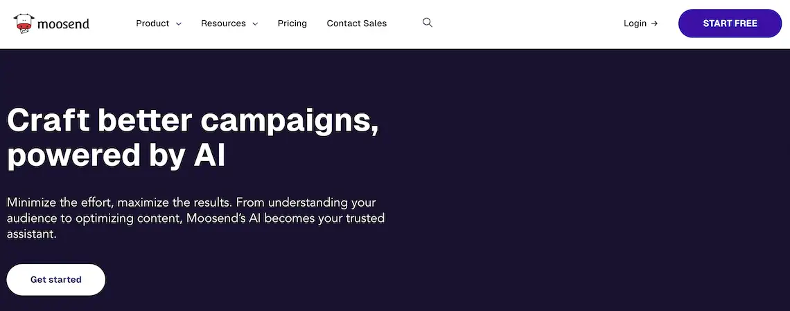Moosend web page