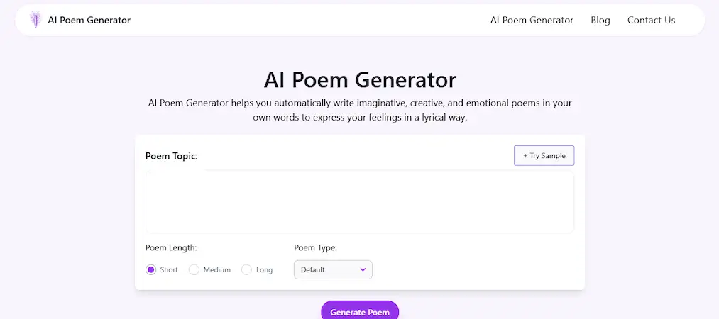 AI Poem Generator interface