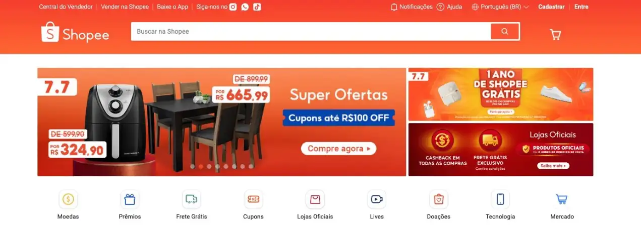 captura de tela da Shopee
