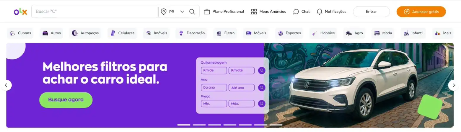 captura de tela da OLX