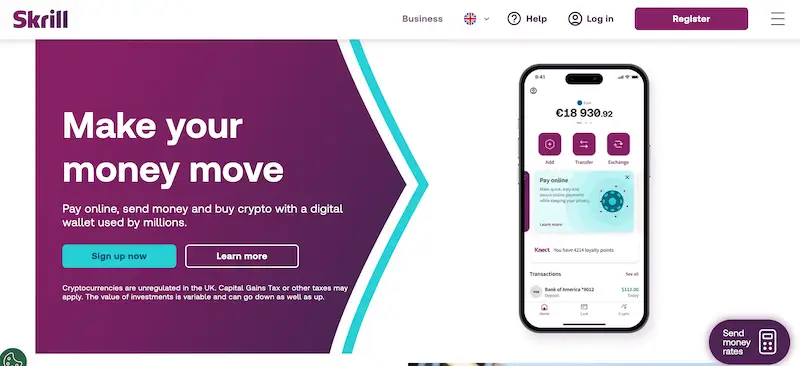 Alternative to Paypal - Skrill Skrill website