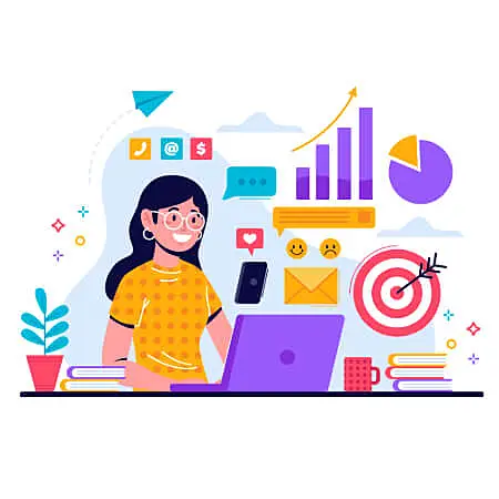 imagem de uma mulher fazendo uma apresentação de gráficos