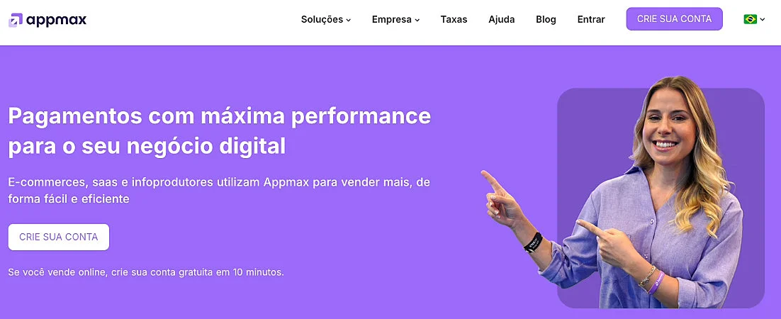 captura de tela do site appmax