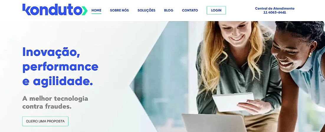 captura de tela do site Konduto