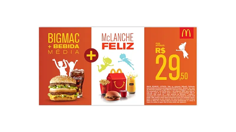 Imagem de uma propaganda do McDonalds mostrando hambúrguer e outros combos