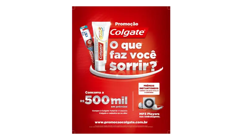 Imagem de uma propaganda de um sorteio da marca Colgate