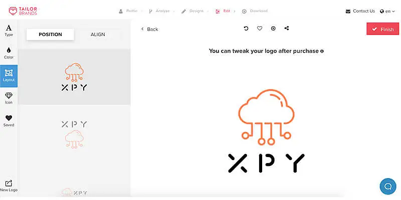 captura de tela do aplicativo para criar logomarca grátis taylor brands