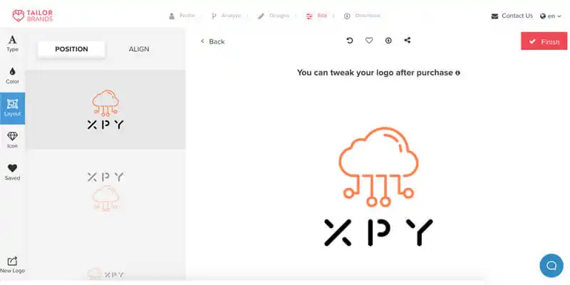 captura de tela do aplicativo para criar logomarca grátis taylor brands