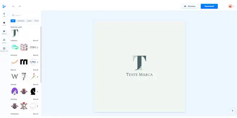 captura de tela do aplicativo para criar logomarca grátis renderforest