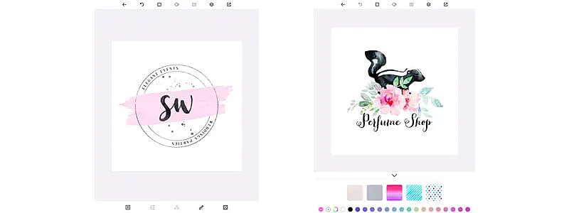 captura de tela do aplicativo para criar logomarca gratis Watercolor Logo Maker