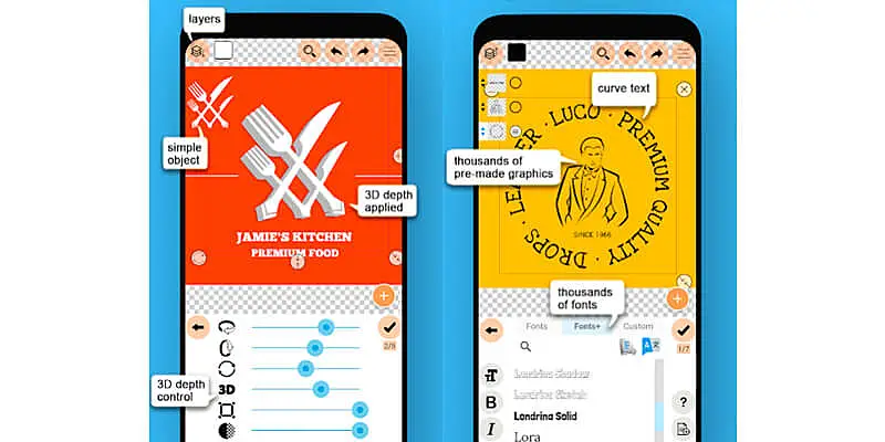 captura de tela do aplicativo para criar logomarca grátis logo maker plus