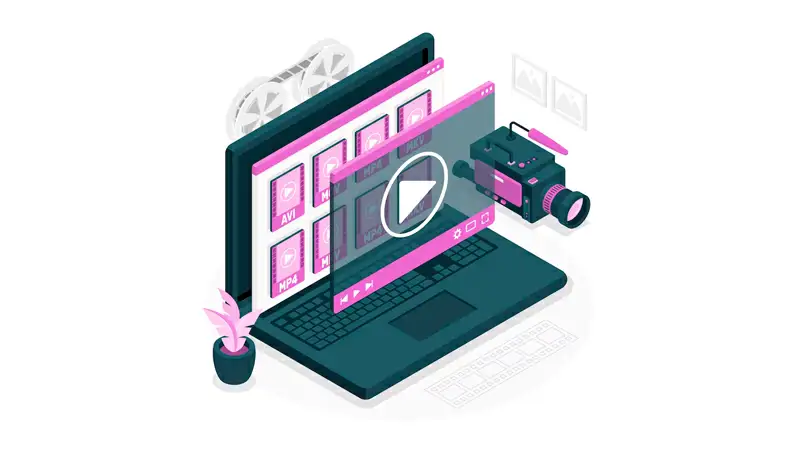 aplicativo para gravar vídeo Ilustração de uma câmera de filmagem e um filme