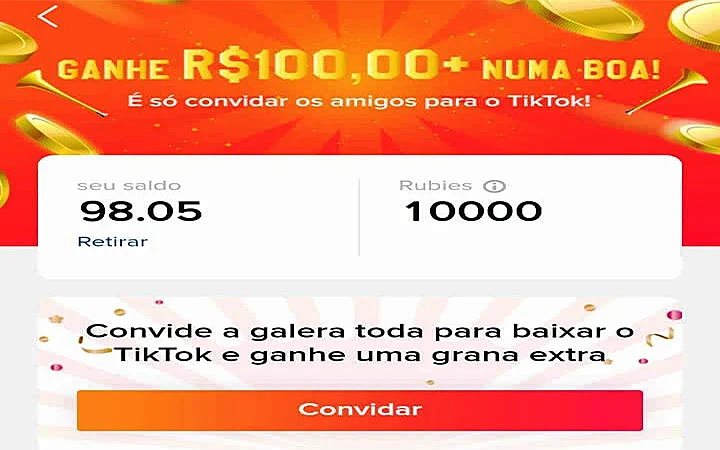 Captura de tela das recompensas TikTok