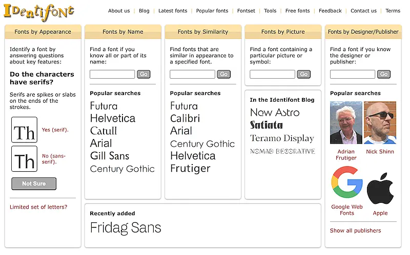 Identifont home page