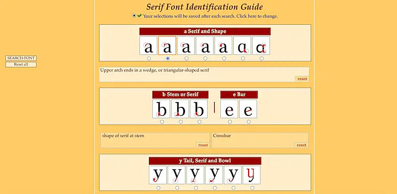 Serif Font Identification Guide home page