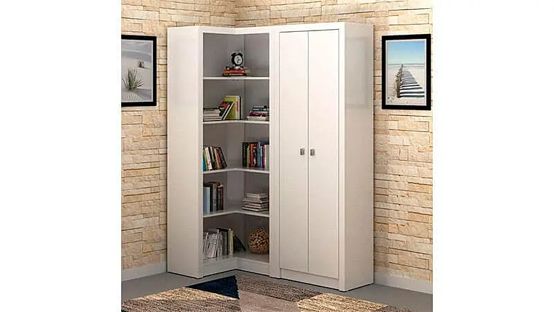 imagem de um armário de canto e um armário com duas portas da Tecno Mobili na cor branca