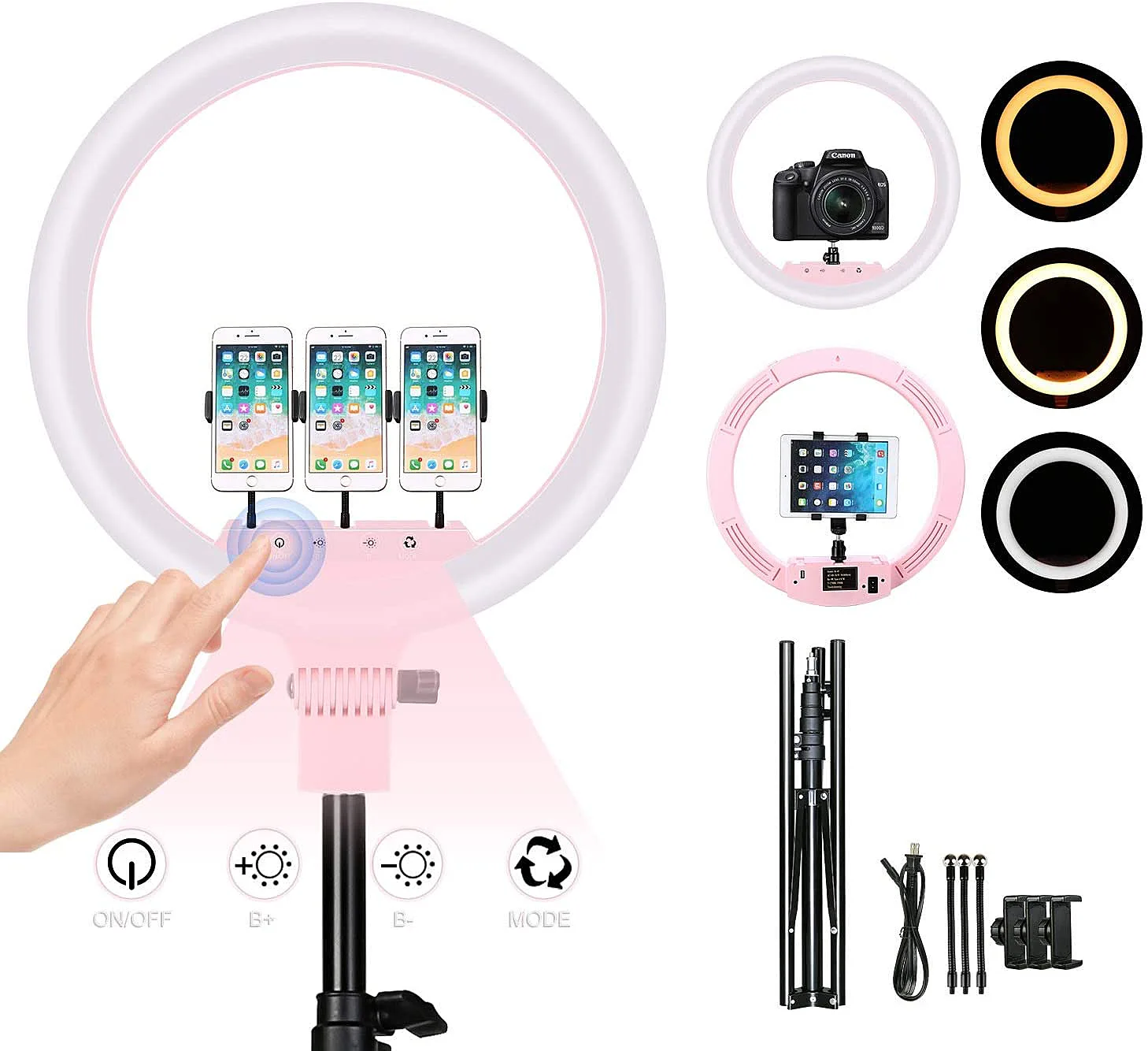 iEGrow – Aro de luz de 18 pulgadas con pantalla táctil