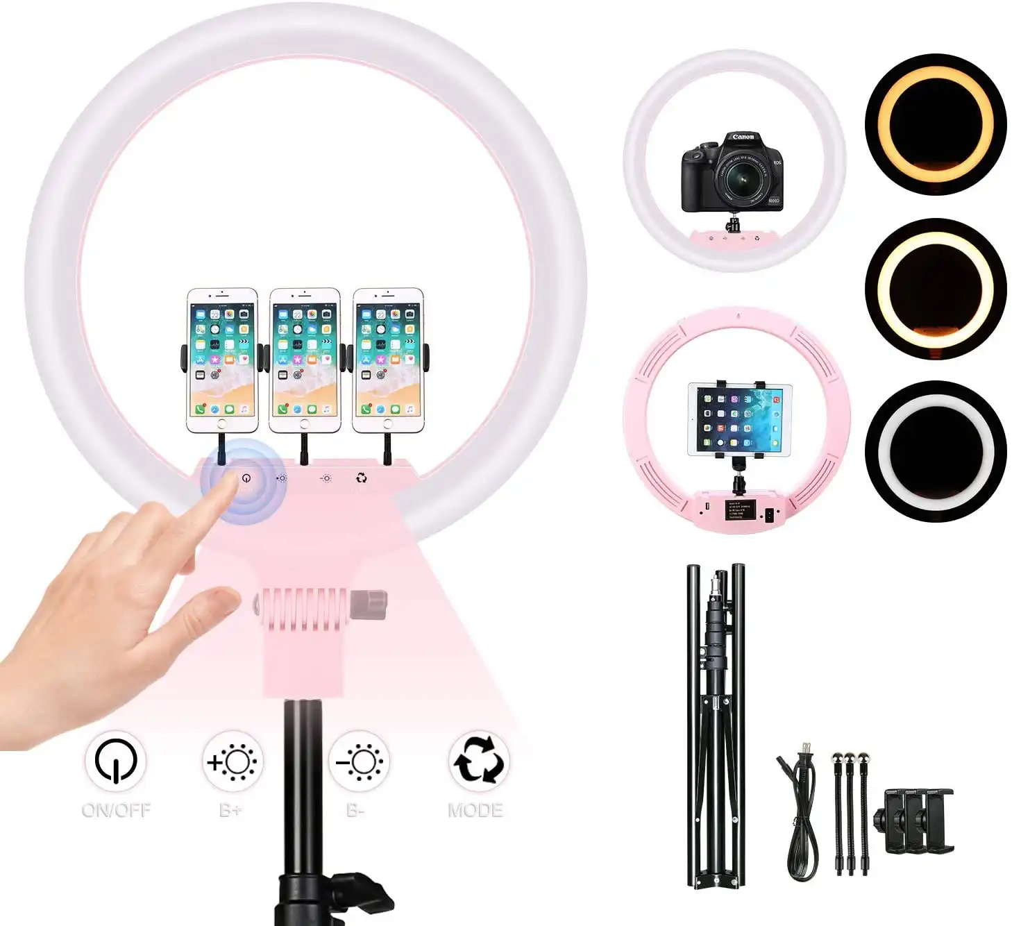 iEGrow – Aro de luz de 18 pulgadas con pantalla táctil